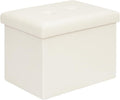 B FSOBEIIALEO Folding Storage Ottoman, Faux Leather Footrest Seat Coffee Table Toy Chest Kids, White 16.5"x12.6"x12.6"