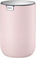 EKO Mini Desk Trash Can with Swing-Top Lid 0.4 Gallon Small Table Round Wastebasket for Office, Home, Car (Pink)