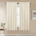 StangH Ivory White Velvet Curtains - Short Curtains 63 inches Length for Kitchen, Sound Reducing Privacy Protect Drapes for Office/Study Room, W52 x L63, Ivory, 2 Panels