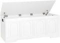 DINZI LVJ Storage Chest, 50” Extra Large Storage Bench with 2 Safety Hinges, Wooden Toy Box with Flip-Top, Large Trunk for Living Room, Playroom, Easy Assembly, White