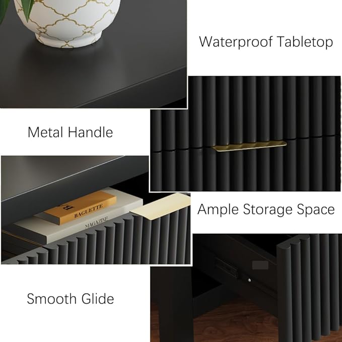 Modern Chest of Drawers with 9 Drawers, Modern Chest of Drawers for Closet, Large Storage Cabinet with Solid Natural Wood Legs for Living Room, Bedroom,Hallway, Black Oak
