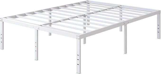18 Inch King Bed Frame Heavy Duty Metal Platform No Box Spring Needed, Maximum Storage, Easy Assembly, Noise Free, White