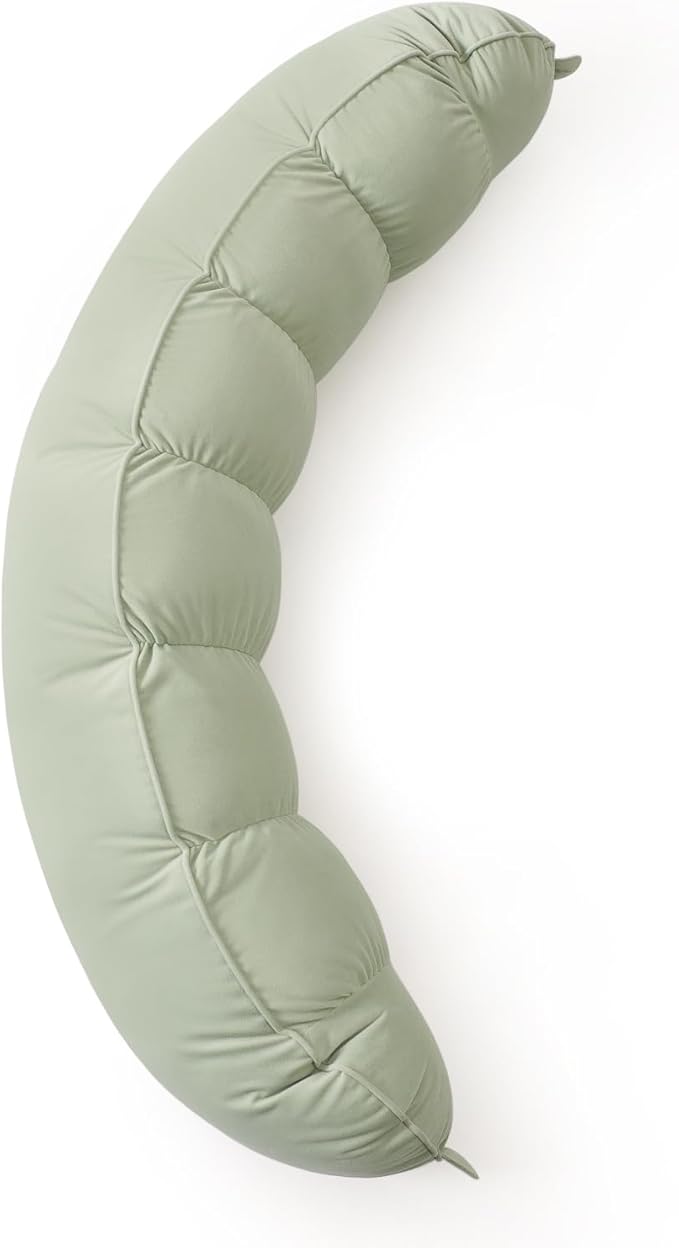 Peallow(Pat. Pend) – Long Round Body Pillow for Adults, Bolster Pillow for Sleeping, Soft and Supportive Pillow for Sleeping & Lumbar Support (Celadon Green,47")