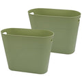 ROYFACC Small Trash Can Plastic Bathroom Wastebasket 3.2 Gallon Slim Garbage Container Bin with Handle for Home Kitchen Bathroom Bedroom Office, 2 Pack (Green)