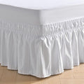 MIYE Striped Tufted Bed Skirt - Wrap Around Dust Ruffle with Elastic Belts - 15 Inch Drop Easy to Put On - Bedskirt Machine Washable ＆ Wrinkle Resistant(Striped/White, Full/Twin-15 Drop)
