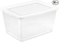 Sterilite 32 Pack Storage Box, 58 Quart Stackable Tote, Clear Plastic Container with Secure Snapping Lids for Home and Office Organization, White