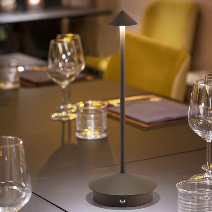 2 Pack LED Rechargeable Cordless Table Lamps,Portable Outdoor 5000mAh Battery Operated Table Light Touch Control 3 Color Dimmable Table Lamp for Patio/Cofee/Restaurant/Camping/Dining/Bedroom-Brown