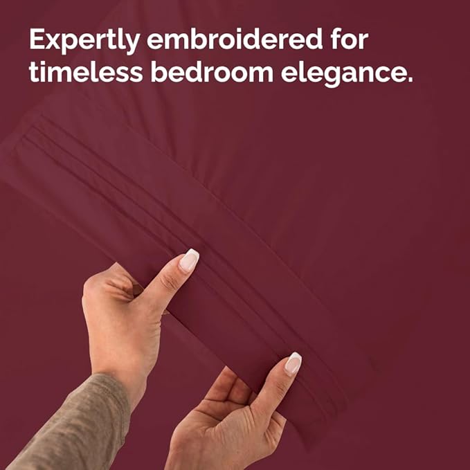 Queen Pillow Cases Set of 10 - Ultra Soft Hotel Quality Pillowcase Covers - Comfy, Cozy & Wrinkle Free - Shrink, Stain and Fade Resistant - Machine Washable Pillow Protectors - 10 Pcs Set - Burgundy