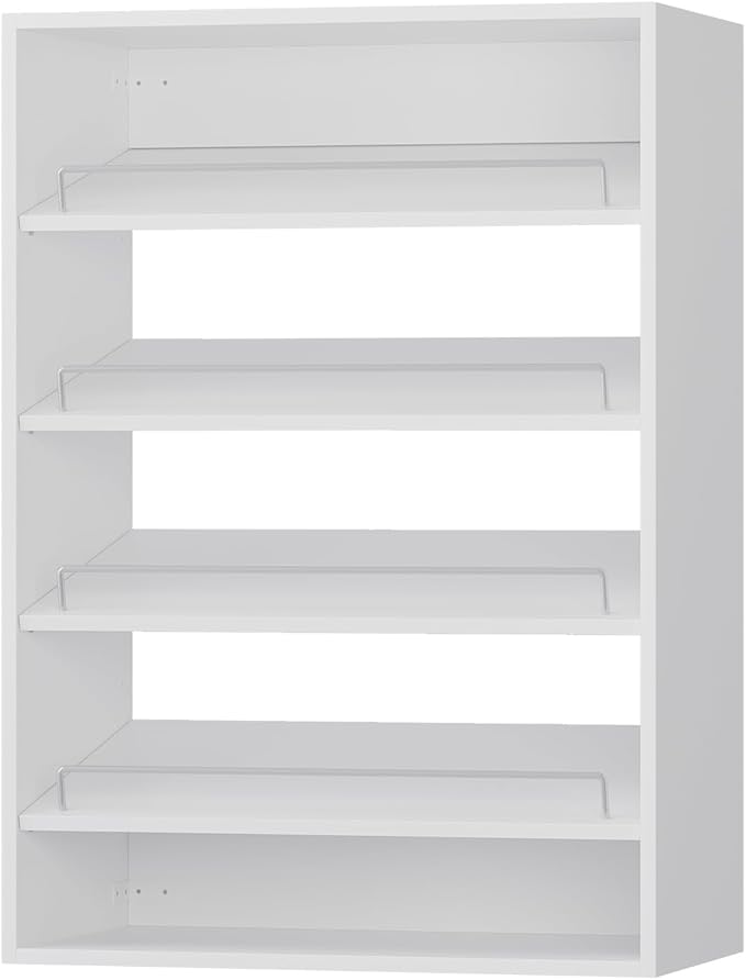 Shoe Shelf Short Tower Closet Unit, Modular Closet System, Wood Closet System Organizer with Storage for Walk In Closets, Clothing Rack for Hanging Clothes, Bedroom, White, 19.5"W