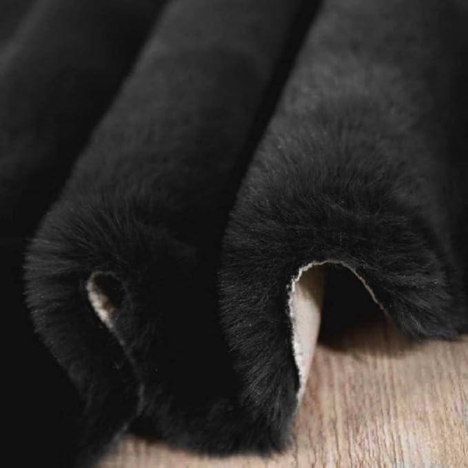 Black Shag Rugs 8x10 Area Rugs for Living Room Faux Rabbit Fur Machine Washable Area Rugs for Bedroom Nursery Decor Fluffy Rug