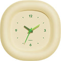 mooas Cute Mini Analog Marshmallow Clock 6.9 Inch Aesthetic Small Silent Bedside Desk Clock Battery Operated Non-Ticking Shelf Clocks for Décor Livingroom Bedroom Kitchen Desktop Gift Clock(Yellow)