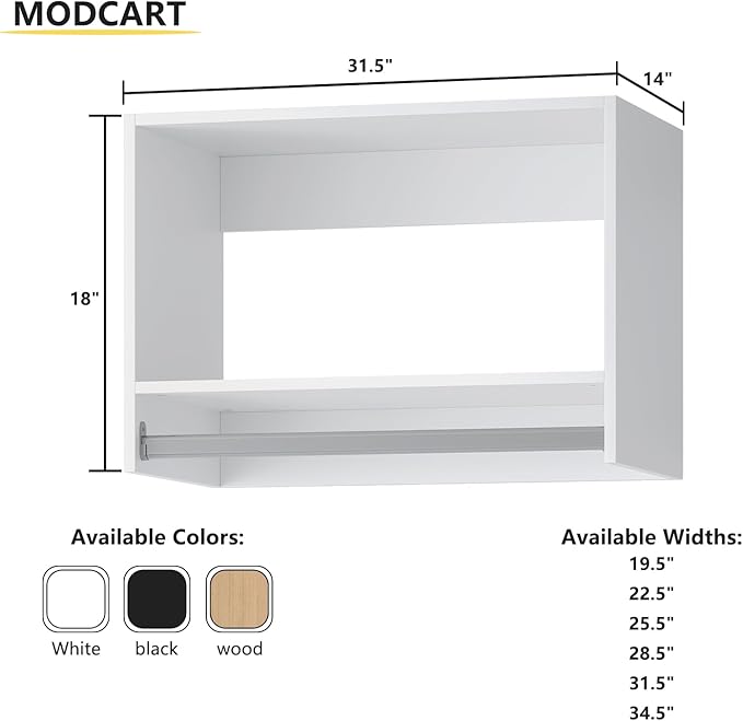 Tall Hanging Closet Unit, Modular Closet System, Wood Closet System Organizer with Storage for Walk in Closets, Clothing Rack Wardrobe Closet for Hanging Clothes, Bedroom, White, 31.5" W