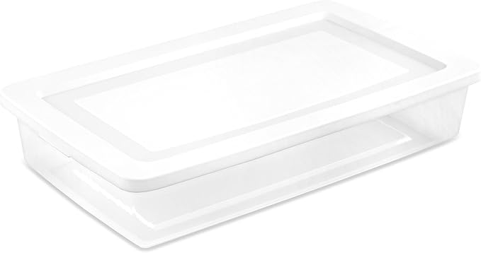 Sterilite 6 Pack Storage Box, 41 Quart Stackable Tote, Clear Plastic Container with Secure Snapping Lids for Home and Office Organization, White
