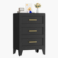 Metal Small Dresser for Bedroom, Black Dressers & Chest of Drawers, 3 Drawer Dresser with Curved Corner, Storage Cabinet for Living Room, Entryway, Home Office (Black, 24" W)