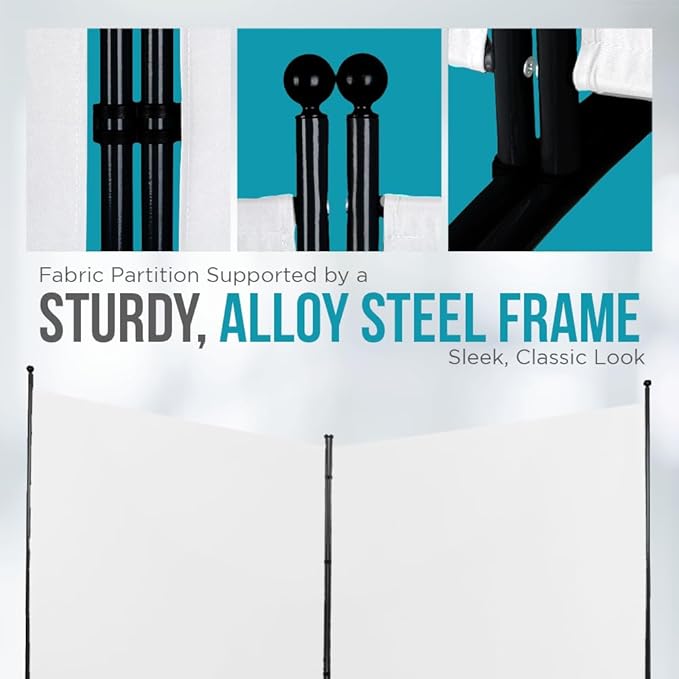 SteelAid Room Divider (Double Panel) – Folding Partition Privacy Screen for Office, Classroom, Dorm Room, Kids Room, Studio, Conference - 142" x 72" - Easy to Assemble, Freestanding & Foldable