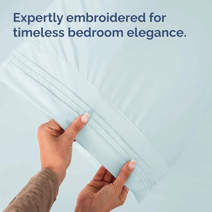 King Pillow Cases Set of 2 - Ultra Soft Hotel Quality Pillowcase Covers - Comfy, Cozy & Wrinkle Free - Shrinkage, Stain and Fade Resistant - Machine Washable Pillow Protectors - 2 Piece Set - Ice Blue