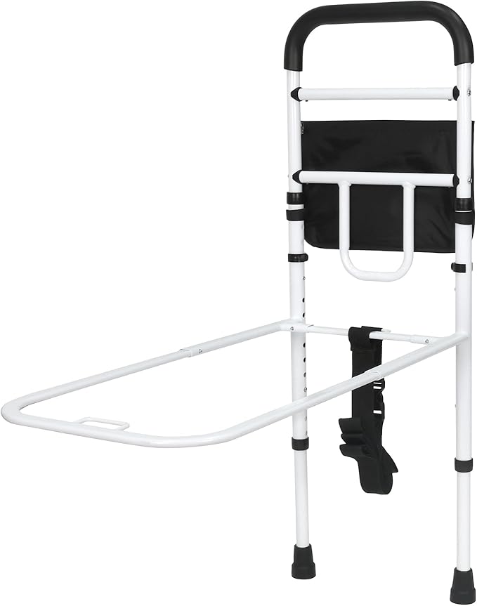 Vaunn Medical New Adjustable Bed Assist Rail Handle (Passed ASTM F3186–17 Safety Standard) and Hand Guard Grab Bar, Bedside Safety and Stability (Tool-Free Assembly)