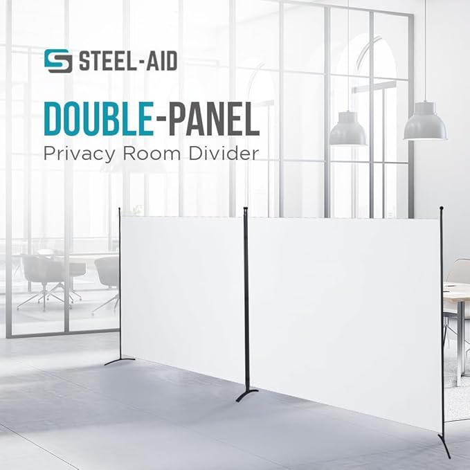 Steel-AID Triple-Panel Privacy Room Divider – Folding Partition Privacy Screen for Office, Classroom, Dorm Room, Kids Room, Studio, Conference - 216" x 72" - Easy to Assemble, Freestanding & Foldable