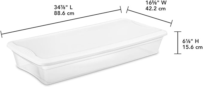 Sterilite 18 Pack Storage Box, 41 Quart Stackable Tote, Clear Plastic Container with Secure Snapping Lids for Home and Office Organization, White