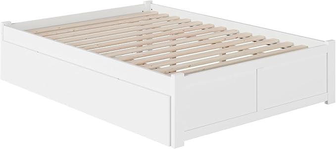 AFI Concord Queen Size Platform Bed with Footboard & Twin XL Trundle in White