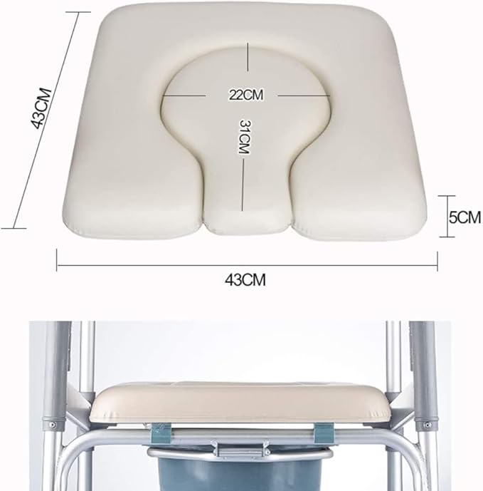MUUL-WHCH Commode Seat Cushion, White U Shape Padded Cushion for Bedside Commodes, Chair, Shower Wheelchair