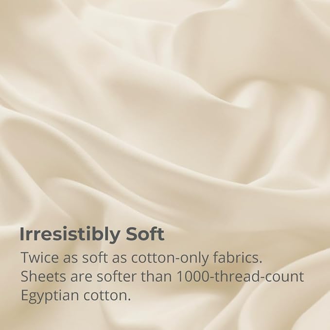 Cariloha Aloha Soft 4-Piece Sheet Set | Natural | Queen | Made from 100% Viscose derived from Bamboo | Introductory Sheet Line