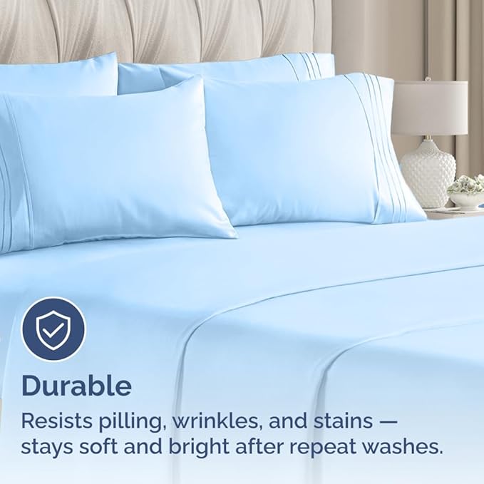 Queen Pillow Cases Set of 8 - Ultra Soft Hotel Quality Pillowcase Covers - Comfy, Cozy & Wrinkle Free - Shrink, Stain & Fade Resistant - Machine Washable Pillow Protectors - 8 Piece Set - Light Blue