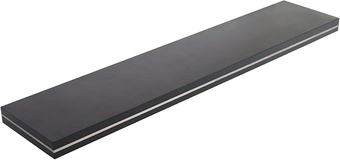 HÜNGSMART 60 Inch Wooden Floating Shelf – Supports 300lbs – 11 13/16 inch Deep - Engineered Wood – Black Stained Walnut Finish with Stainless Steel Insert– Includes Laser Welded Precision Wall Bracket