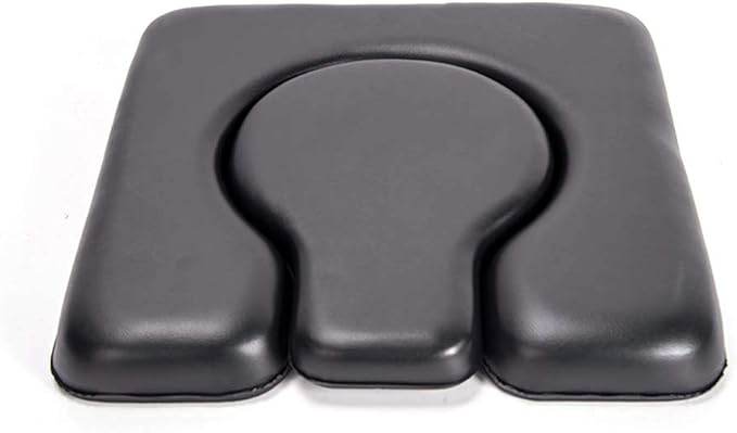 MUUL-WHCH PU Commode Seat Cushion, Black Padded Cushion for Bedside Commodes, Chair, Shower Wheelchair, C Shape