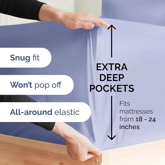 Extra Deep King Sheet Set - 6 Piece Breathable & Cooling Sheets - Hotel Luxury Bed Sheets Set - Easy & Secure Fit - Soft, Wrinkle Free & Comfy Sheets Set - Lavender Sheet Set with Extra Deep Pockets