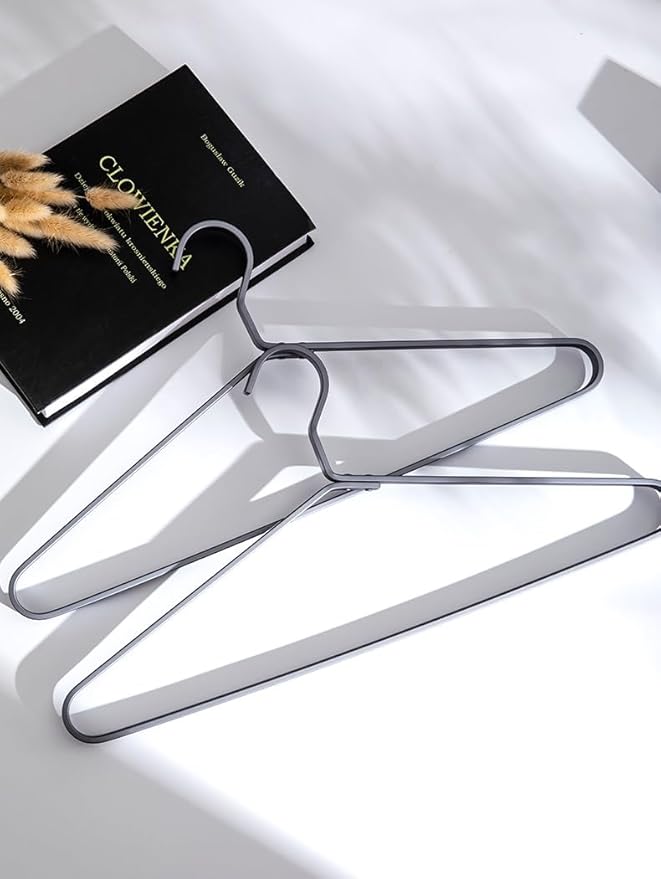 Premium Matte Titanium Gray Aluminum Coat Hangers 6 Piece Set, 16.5” Extra Smooth & Durable Metal Shirt Dress Hanger,Aluminum Alloy Hanger,Clothing Support,Clothing Hang