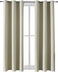 ChrisDowa Grommet Room Darkening Curtains for Bedroom and Living Room - 2 Panels Set Thermal Insulated Blackout Curtains (Beige, 38W x 54L)