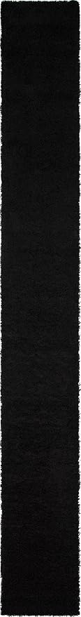 Unique Loom Solid Shag Collection Area Rug (2' 6" x 19' 8" Runner, Jet Black)