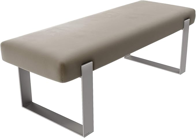 VANT Upholstered Bed Bench - Velvet Sand Storm - Brushed Nickel - Contemporary Modern, Bedroom Bench Seat, Hallway, or Entryway