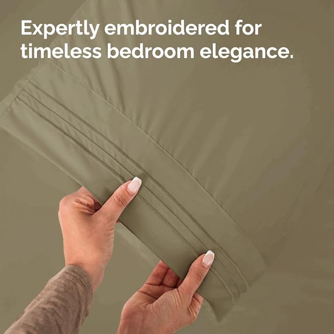 Queen Pillow Cases Set of 4 - Ultra Soft Hotel Quality Pillowcase Covers - Comfy, Cozy & Wrinkle Free - Shrinkage, Stain and Fade Resistant - Machine Washable Pillow Protectors - 4 Piece Set - Khaki