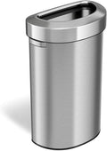 iTouchless 23 Gallon / 87 Liter Stainless Steel Trash Can and Recycle Bin, Slim and Space-Saving Design for Home, Office, Kitchen, Restaurant, Restroom, Large Capacity, Open Top, Semi Round