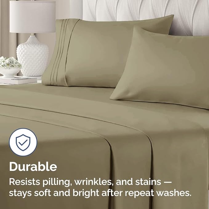 Queen Pillow Cases Set of 4 - Ultra Soft Hotel Quality Pillowcase Covers - Comfy, Cozy & Wrinkle Free - Shrinkage, Stain and Fade Resistant - Machine Washable Pillow Protectors - 4 Piece Set - Khaki