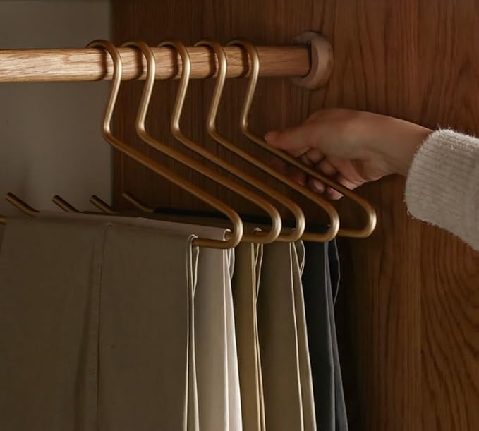 Premium Matte Gold Aluminum Pants Hanger 10 Pack, 13.7” Extra Smooth & Durable Metal Shirt Dress Hanger,Aluminum Alloy Hanger,Clothing Support,Clothing Hang