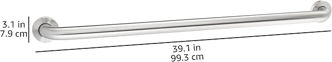 Amazon Basics Bathroom Handicap Safety Grab Bar, 42 Inch Length, 1.5 Inch Diameter, Holds up to 500LBs, ADA Compliant, Stainless Steel