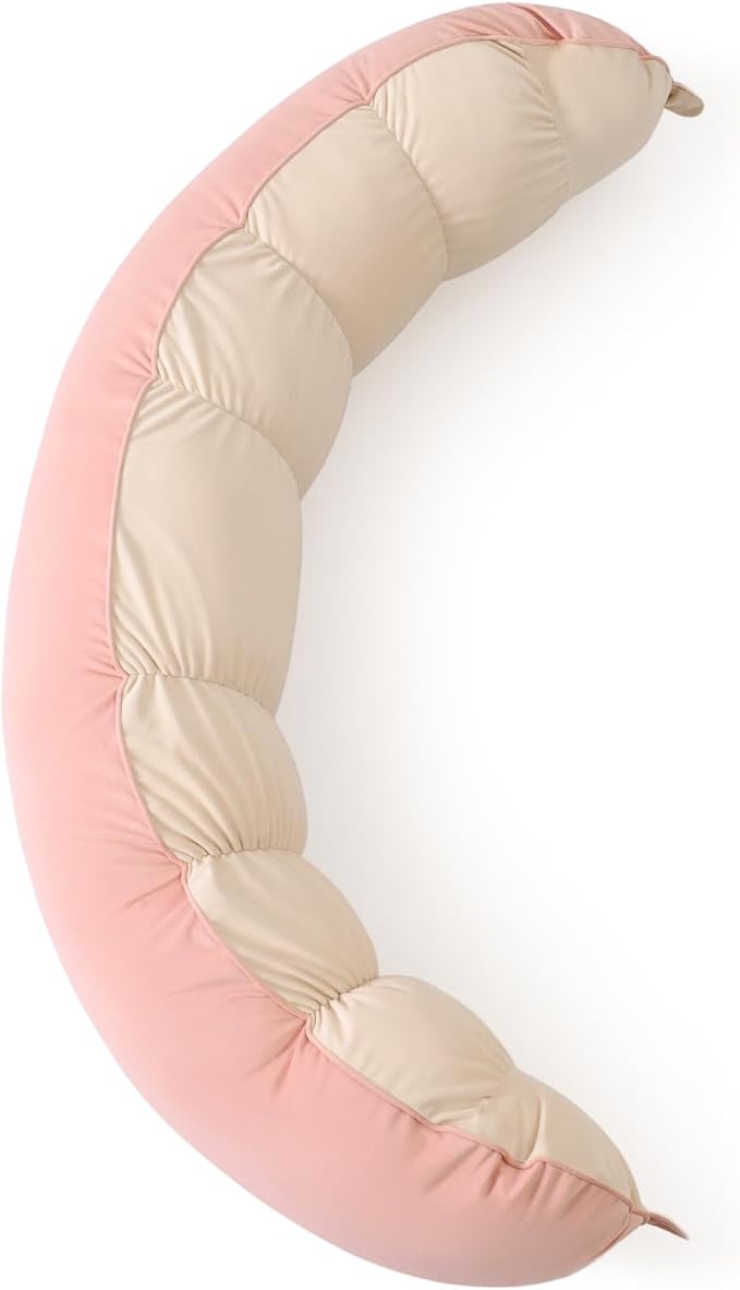 Peallow(Pat. Pend) – Long Round Body Pillow for Adults, Bolster Pillow for Sleeping, Soft and Supportive Pillow for Sleeping & Lumbar Support(Blush Pink,59")