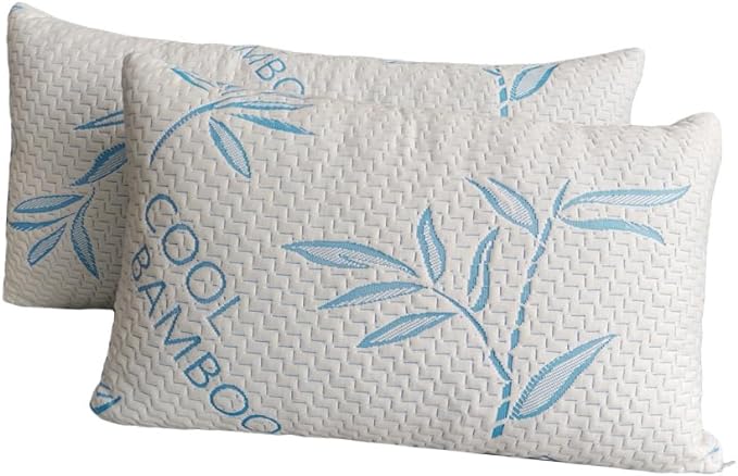2 Pack King Size Pillows for Sleeping, Cooling Shredded Memory Foam Adjustable Bed Pillow with, Removable/Washable Cover (King 2 Pack)