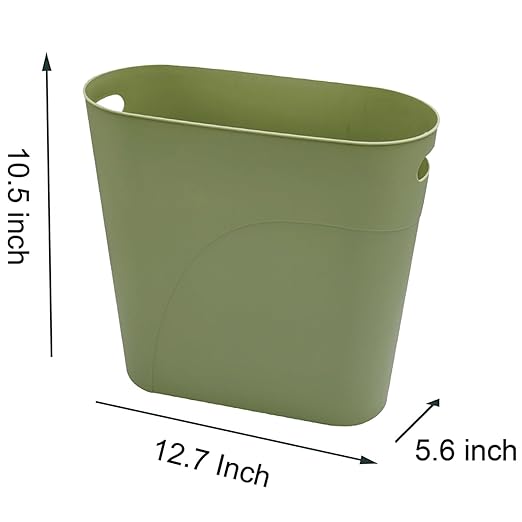 ROYFACC Small Trash Can Plastic Bathroom Wastebasket 3.2 Gallon Slim Garbage Container Bin with Handle for Home Kitchen Bathroom Bedroom Office, 2 Pack (Green)