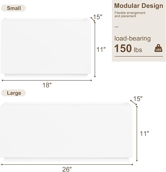 Stackable Storage Drawers, Wooden Drawer Storage Organizer, End Table with Wooden Drawers, Small Storage Cabinet, Modular Design, Available in 2 Sizes for Versatile Use White Small Set 1