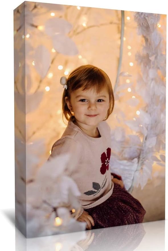 TreeDeal Custom Canvas Prints with Your Photos for Kids Aging, Pet/Animal, Wedding, Family - Personalized Canvas Pictures for Wall to Print Framed (12" x 18")