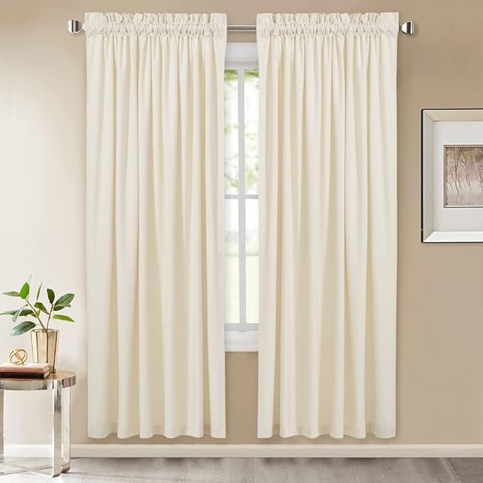 StangH Ivory White Velvet Curtains - Rod Pocket Bedroom Curtains 72 inches Heavy-Duty Privacy Window Decoration Drapes for Nursery/Wedding Backdrop, W52 x L72, 2 Panels