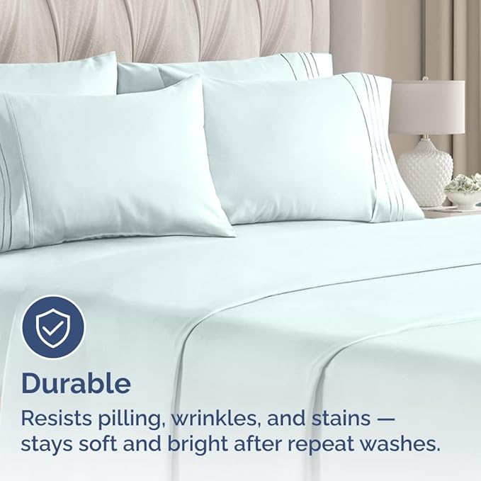 Queen Pillow Cases Set of 10 - Ultra Soft Hotel Quality Pillowcase Covers - Comfy, Cozy & Wrinkle Free - Shrink, Stain and Fade Resistant - Machine Washable Pillow Protectors - 10 Piece Set - Ice Blue