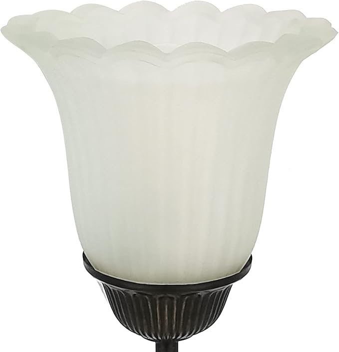 RORIANO Touch Bedside Lamp with 2 USB Charging Ports, 3-Way Dimmable Nightstand Lamps, White Glass Shade Vintage Rural Leaf Lamp for Living Room Tabletop Bedroom Side Table, LED Bulb Included