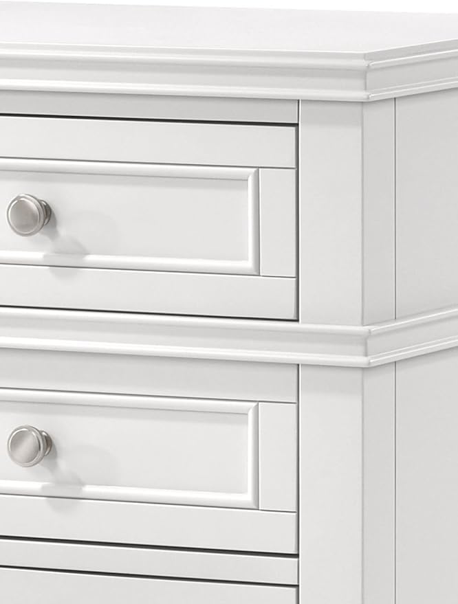 HKHUASEN White Bedside Table with 3 Drawers and USB Ports, Nightstand for Bedroom Organization and Easy Charging
