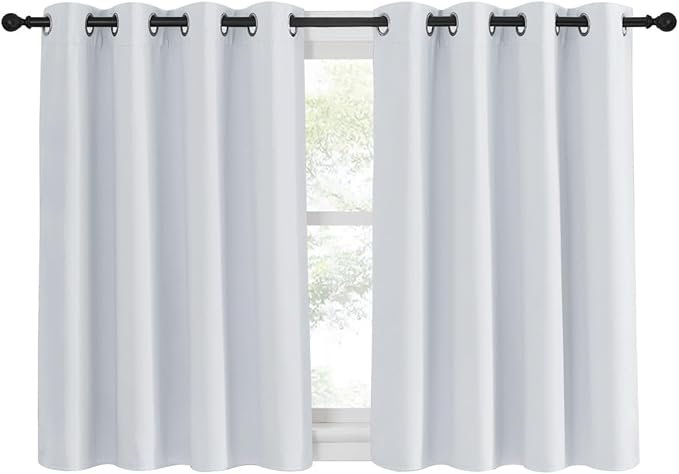 NICETOWN Room Darkening Curtain for Living Room - Window Treatment Thermal Insulated Grommet Room Darkening Panel/Drape for Bedroom (1 Panel, 52 by 45, Greyish White)