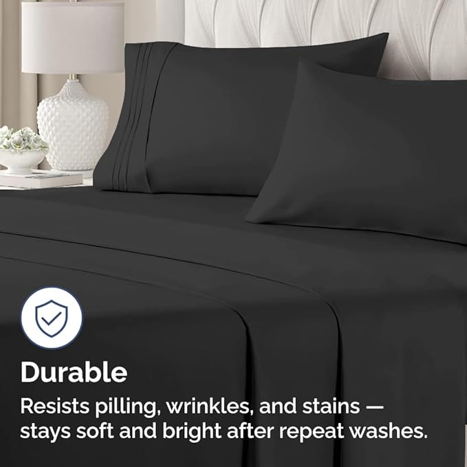 Queen Pillow Cases Set of 4 - Ultra Soft Hotel Quality Pillowcase Covers - Comfy, Cozy & Wrinkle Free - Shrinkage, Stain and Fade Resistant - Machine Washable Pillow Protectors - 4 Piece Set - Black